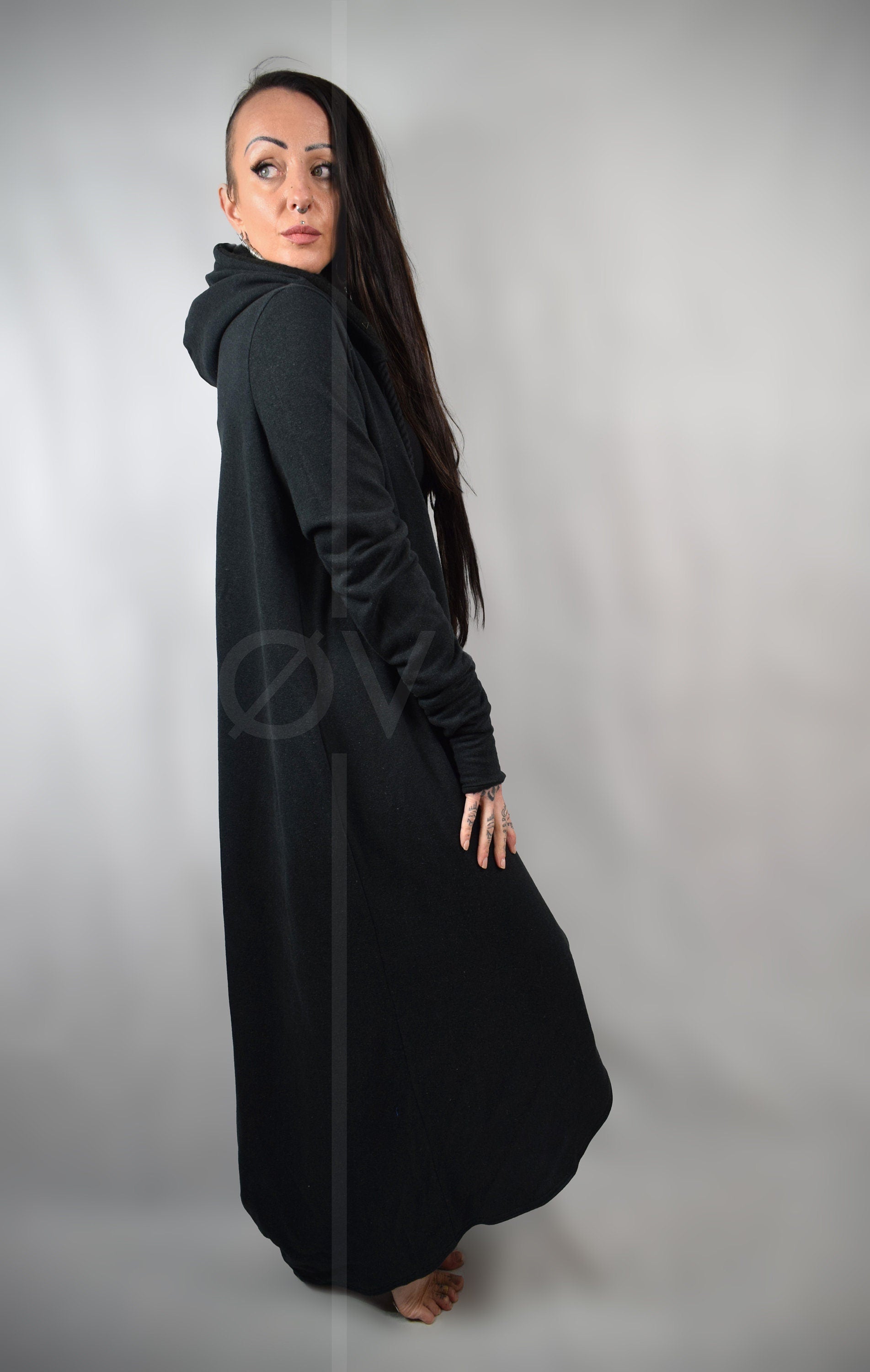 Long black hotsell fleece coat